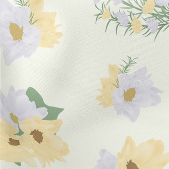 Gentle Bicolor Flowers Lightweight Cotton Poplin
