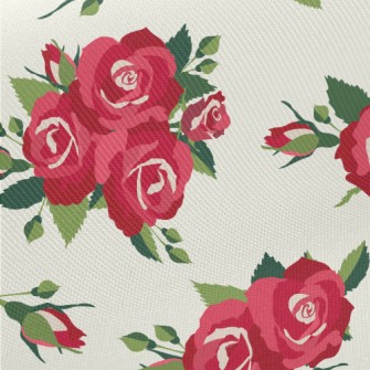 Bright Big Rose Midweight Cotton Poplin