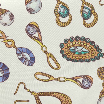 Gold Edge Crystal Earrings Midweight Cotton Poplin