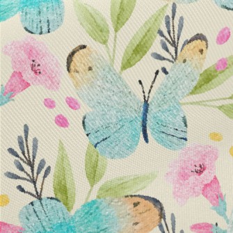 Watercolor Beautiful Butterfly Midweight Cotton Poplin