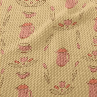 Old-fashioned Kettle And Flowe Birdseye Piqué