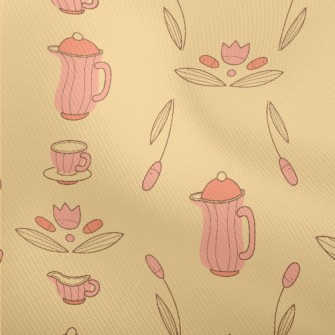 Old-fashioned Kettle And Flowe Dobby