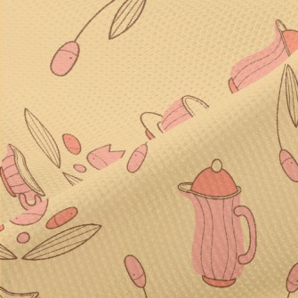 Old-fashioned Kettle And Flowe Piqué