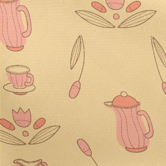 Old-fashioned Kettle And Flowe Pongee