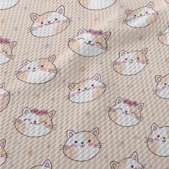 Happy Cat Wearing A Wreath Birdseye Piqué