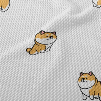 Cute Round Shiba Inu Birdseye Piqué
