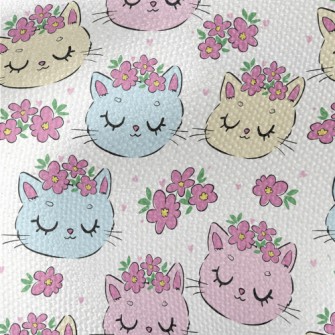 Cat With Closed Eyes And Wreat Waterproof Canvas