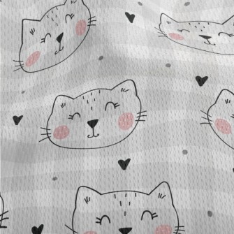 Smiling Cat With Simple Lines Athletic Mesh Flat Back