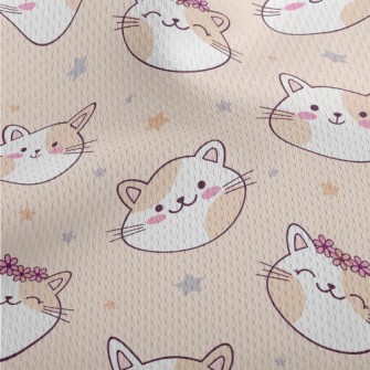 Happy Cat Wearing A Wreath Athletic Mesh Flat Back