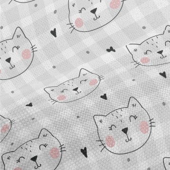 Smiling Cat With Simple Lines Performance Linen