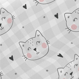 Smiling Cat With Simple Lines Twill