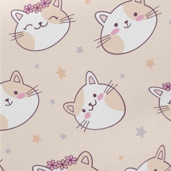 Happy Cat Wearing A Wreath Twill