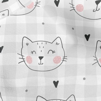 Smiling Cat With Simple Lines Micro Fleece