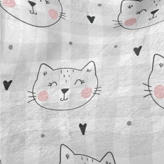 Smiling Cat With Simple Lines Minky