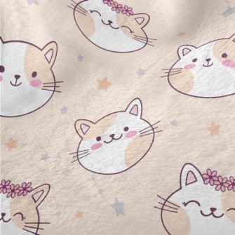 Happy Cat Wearing A Wreath Minky