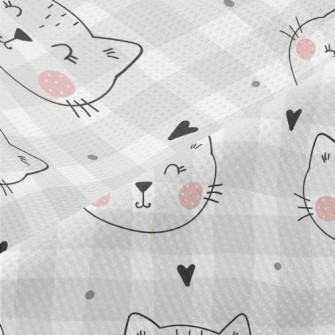 Smiling Cat With Simple Lines Piqué