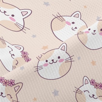 Happy Cat Wearing A Wreath Piqué