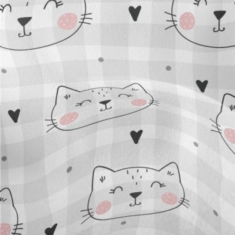 Smiling Cat With Simple Lines Lightweight Performance Linen