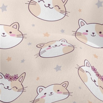 Happy Cat Wearing A Wreath Lightweight Performance Linen