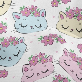 Cat With Closed Eyes And Wreat Lightweight Performance Linen