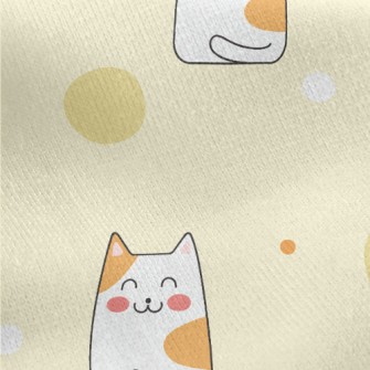 Cute Smiling Cat Jersey Backed Fleece
