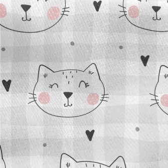 Smiling Cat With Simple Lines Jersey Backed Fleece