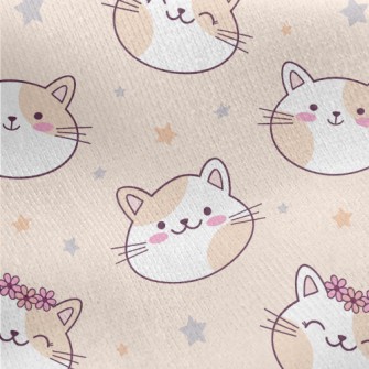 Happy Cat Wearing A Wreath Jersey Backed Fleece