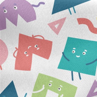 Brightly Colored Smiley Shapes Jersey Backed Fleece