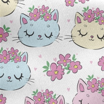 Cat With Closed Eyes And Wreat Jersey Backed Fleece