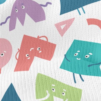 Brightly Colored Smiley Shapes Stretch Jersey
