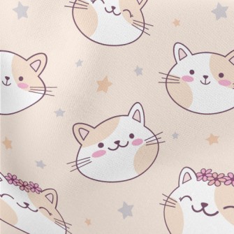 Happy Cat Wearing A Wreath Lightweight Cotton Poplin