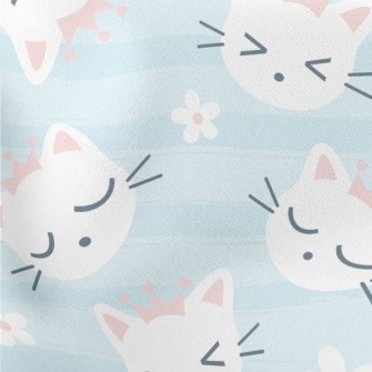 Cat Wearing A Pink Crown Lightweight Cotton Poplin
