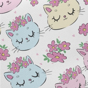 Cat With Closed Eyes And Wreat Midweight Cotton Poplin