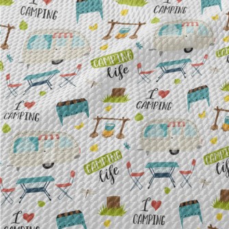 Happy Travel Camping Graphics Birdseye Piqué