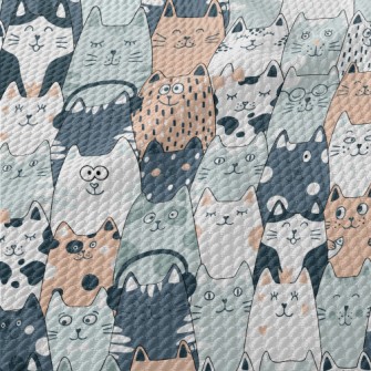 Cute Cats In Different Shapes Birdseye Piqué