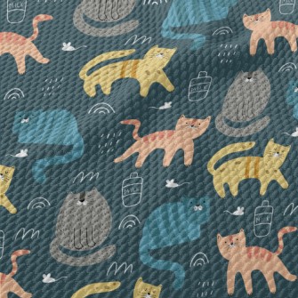 Color Block Cute Cat Birdseye Piqué