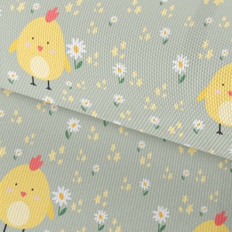 Giant Yellow Chick And Flowers Waterproof Oxford