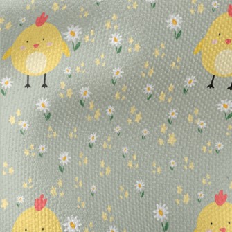 Giant Yellow Chick And Flowers Waterproof Canvas