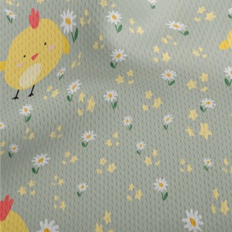 Giant Yellow Chick And Flowers Athletic Mesh Flat Back