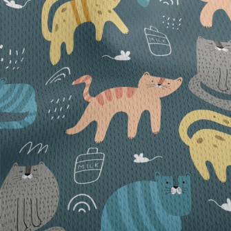 Color Block Cute Cat Athletic Mesh Flat Back