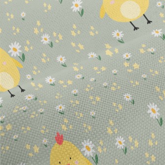 Giant Yellow Chick And Flowers Performance Linen