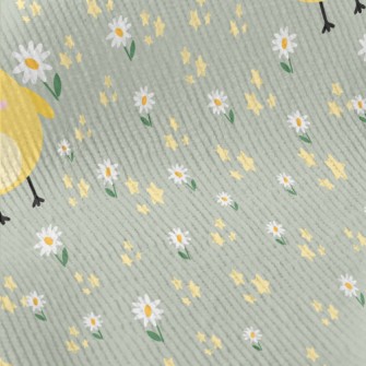 Giant Yellow Chick And Flowers Standard Corduroy