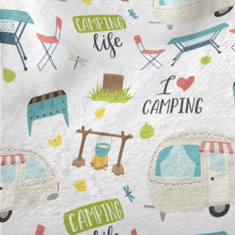 Happy Travel Camping Graphics Minky