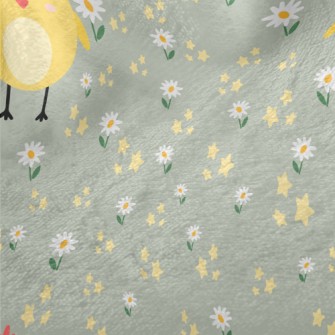 Giant Yellow Chick And Flowers Minky