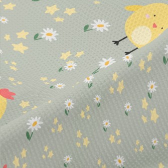 Giant Yellow Chick And Flowers Piqué