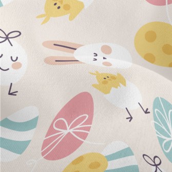 Round Cute Easter Graphics Lightweight Performance Linen