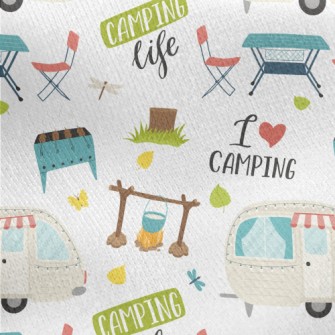 Happy Travel Camping Graphics Jersey Backed Fleece