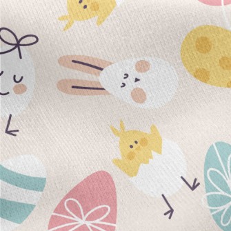 Round Cute Easter Graphics Jersey Backed Fleece