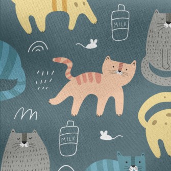 Color Block Cute Cat Jersey Backed Fleece