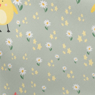 Giant Yellow Chick And Flowers Pongee